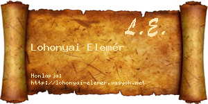 Lohonyai Elemér névjegykártya